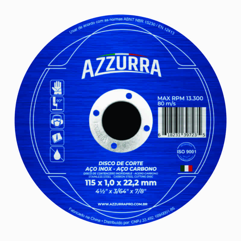 Disco de Corte Inox 4.1/2” x 1mm x 22,2mm – Azurra