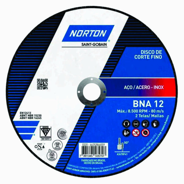 Disco de Corte para Inox 4.1/2X1/16X7/8 Norton Bna12